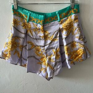 Forever 21 Lavender Shorts with Yellow Floral and Teal Waistband